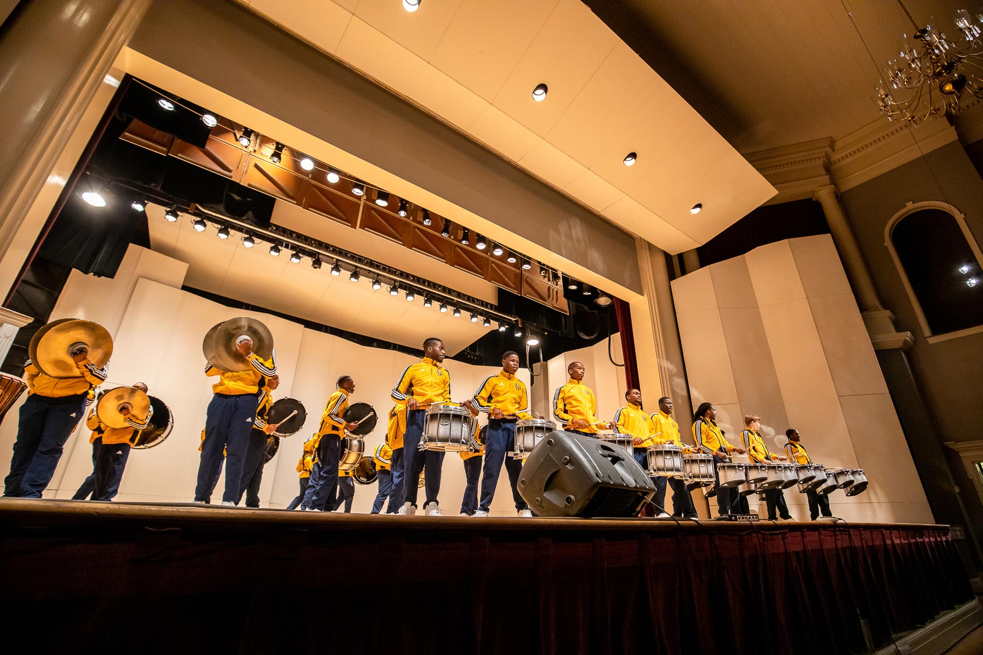 NC A&T's Coldsteel Drumline led by Dr. Lamon Lawhorn performs at the 2020 Black History Month kickoff.