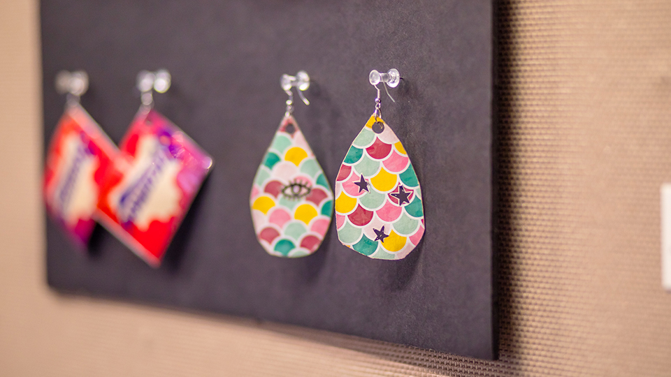 Beautiful earrings designed and created by students.