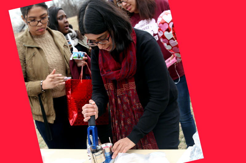 Students participate in events by the Campus Lake.