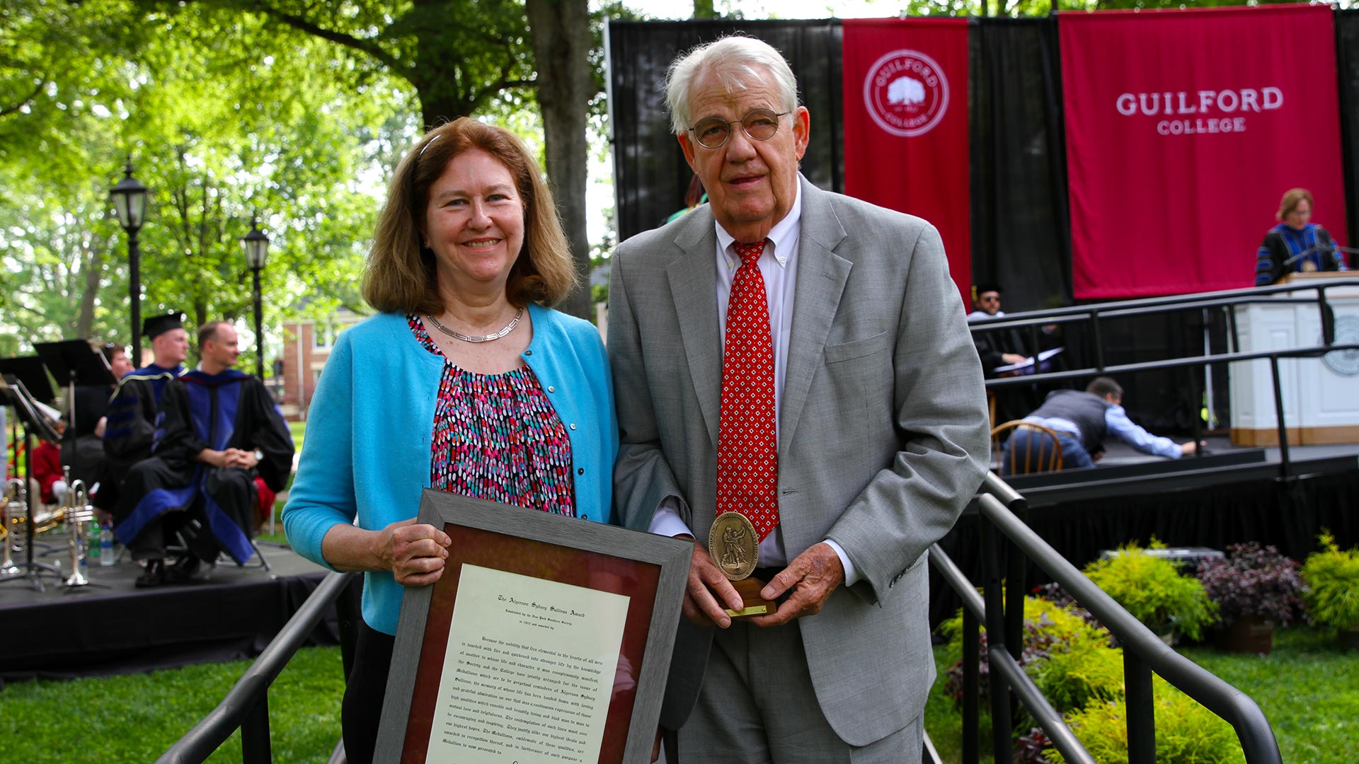 Recipients of the Algernon Sydney Sullivan Award for Community Recipients Ann and David Raper receive their award.