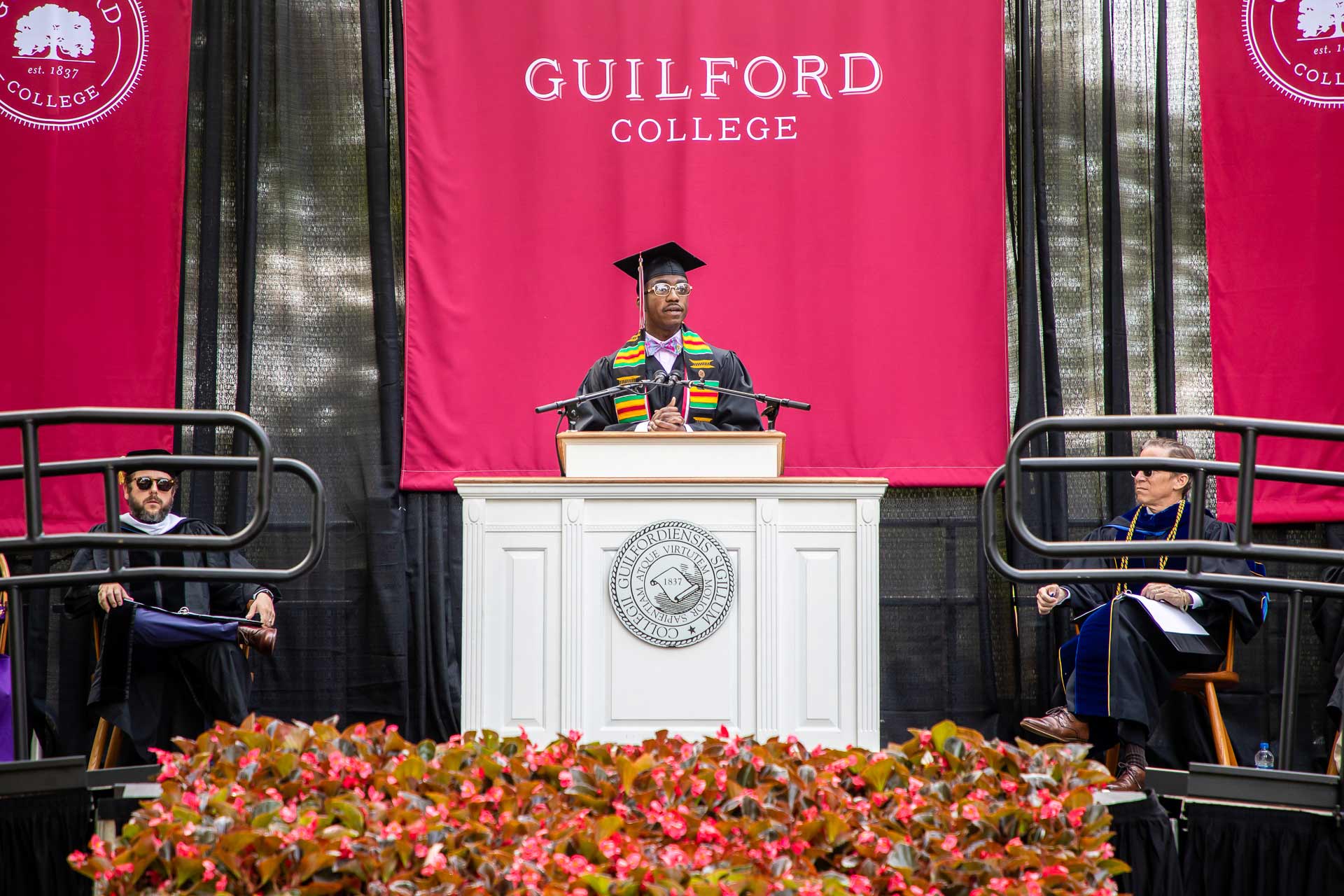 Student Body President and graduating senior Dwayne Duncan Jr. speaks at Commencement.