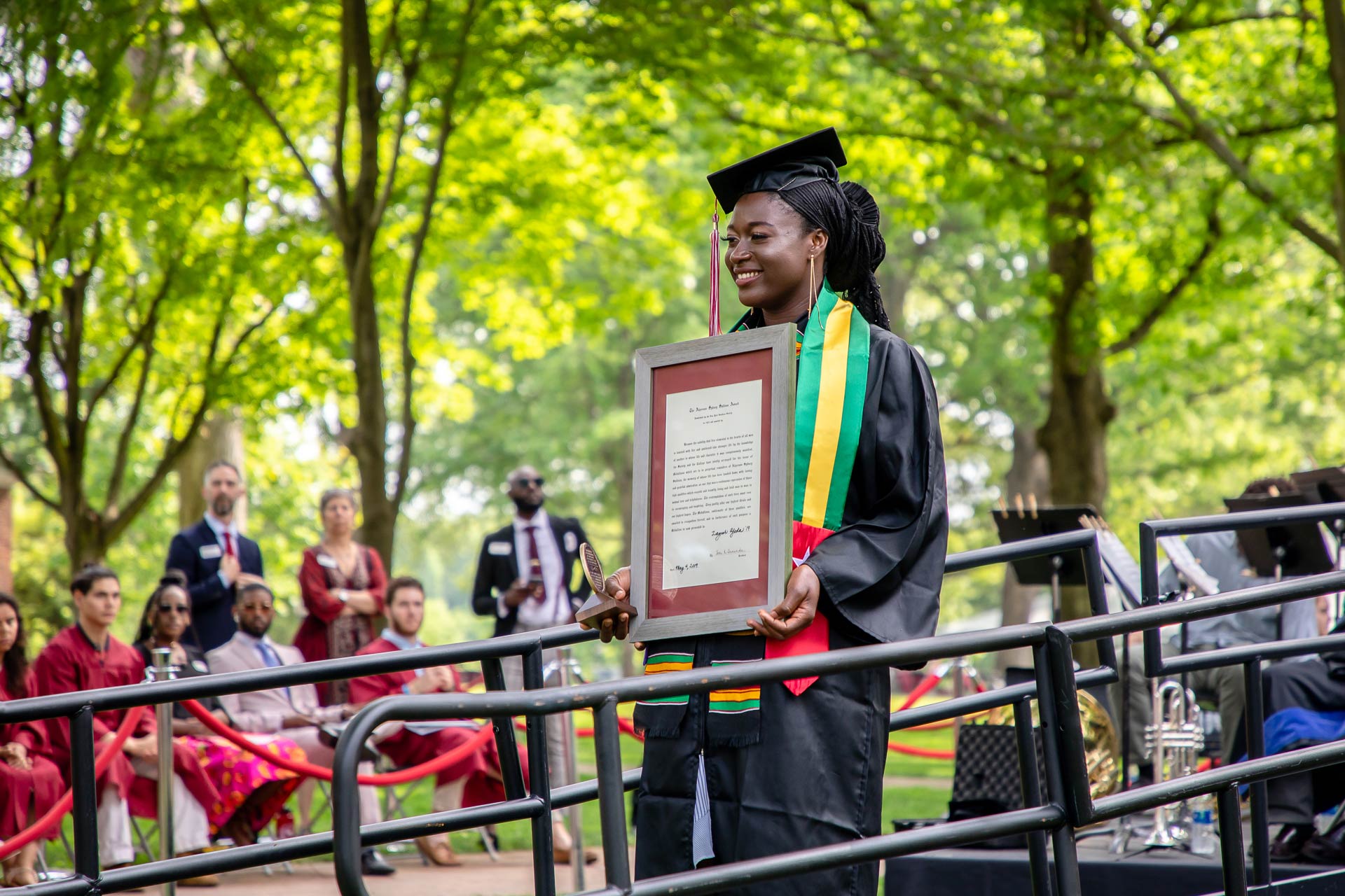 Recipient of the Algernon Sydney Sullivan Award for Students Zaynah Afada '19 receives her certificate.