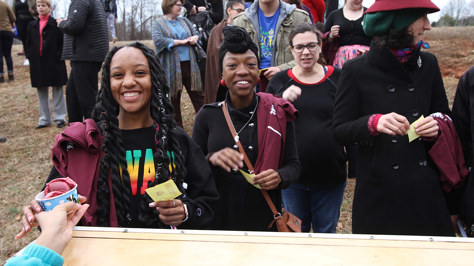 Free Ben and Jerry's ice cream was a tasty treat, even on a cold day. There was lots of LOVE to keep everyone warm!