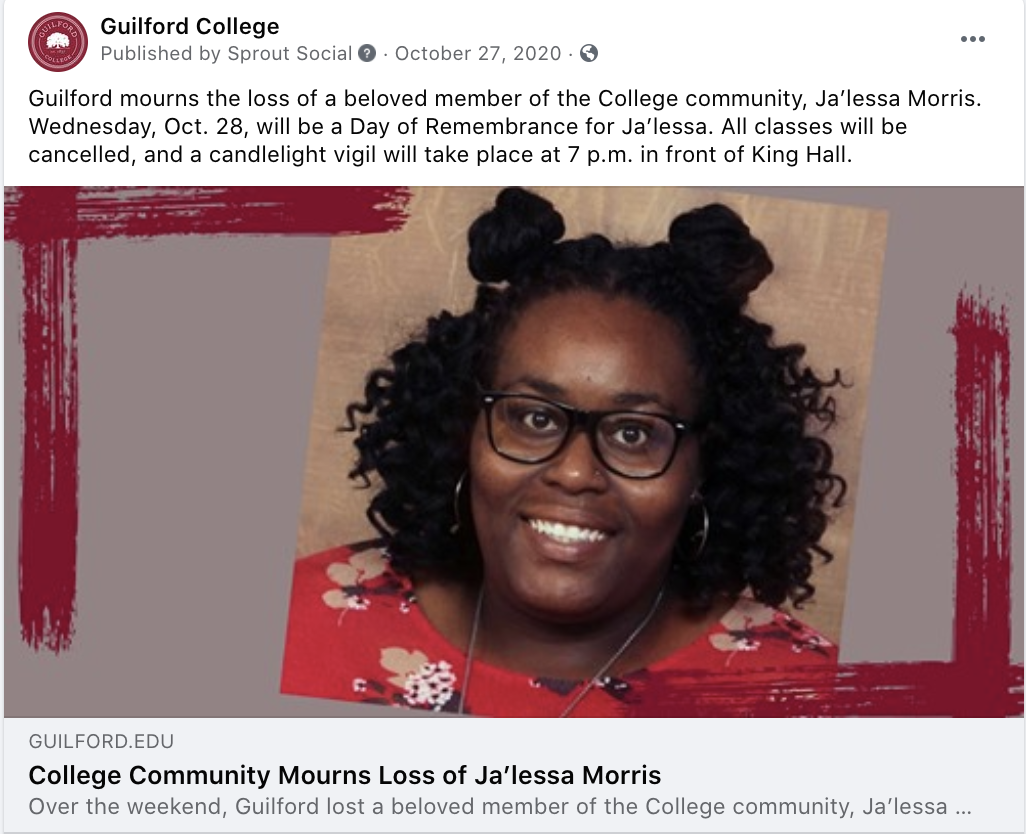 Guilford College Facebook Post