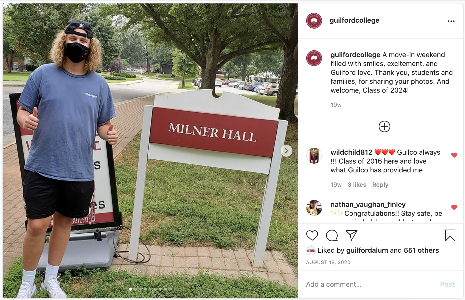 Guilford College Instagram Post