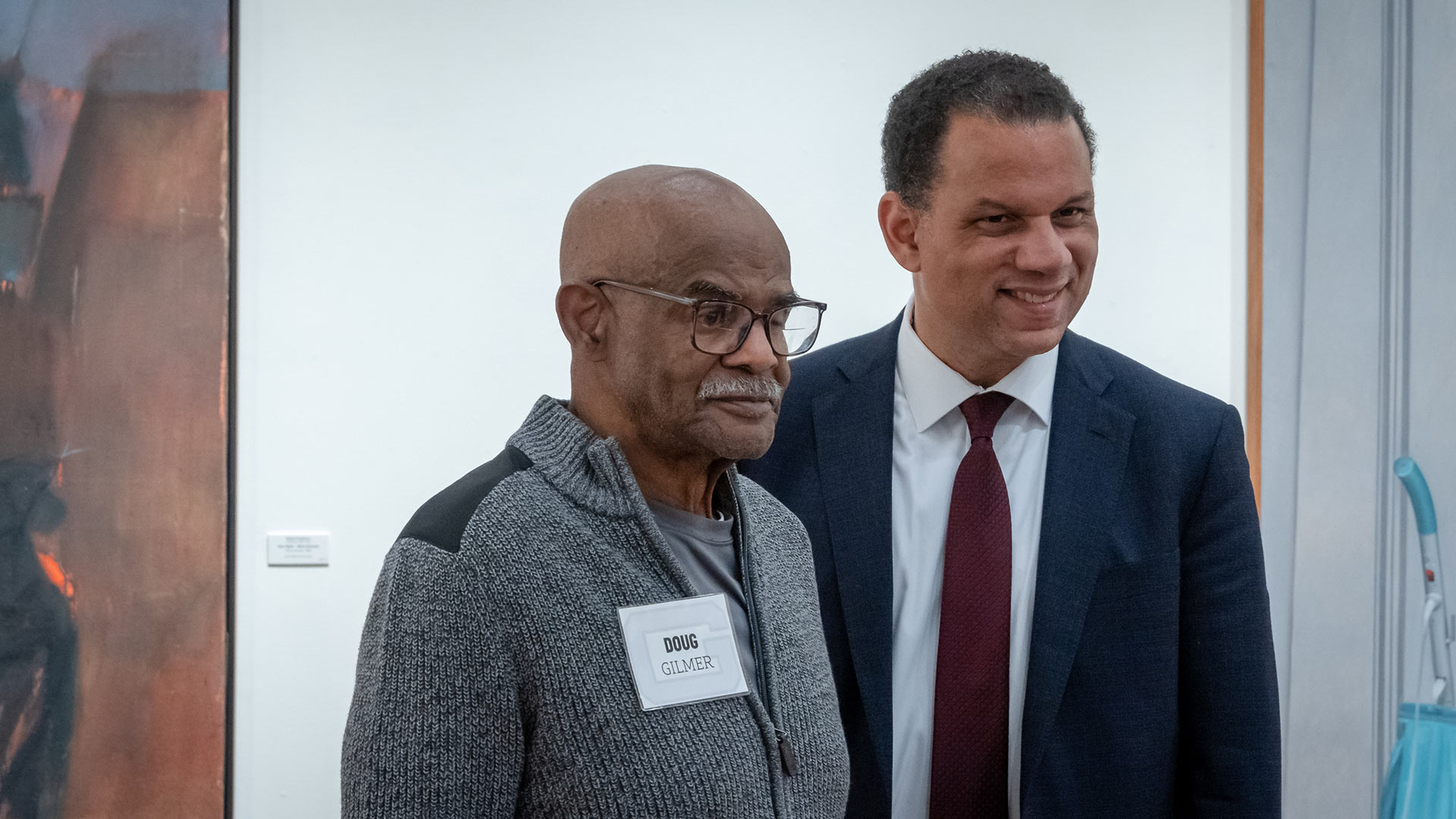 President Farmbry with Doug Gilmer, a longtime staff member and mentor to members of the 1973 men’s basketball team.