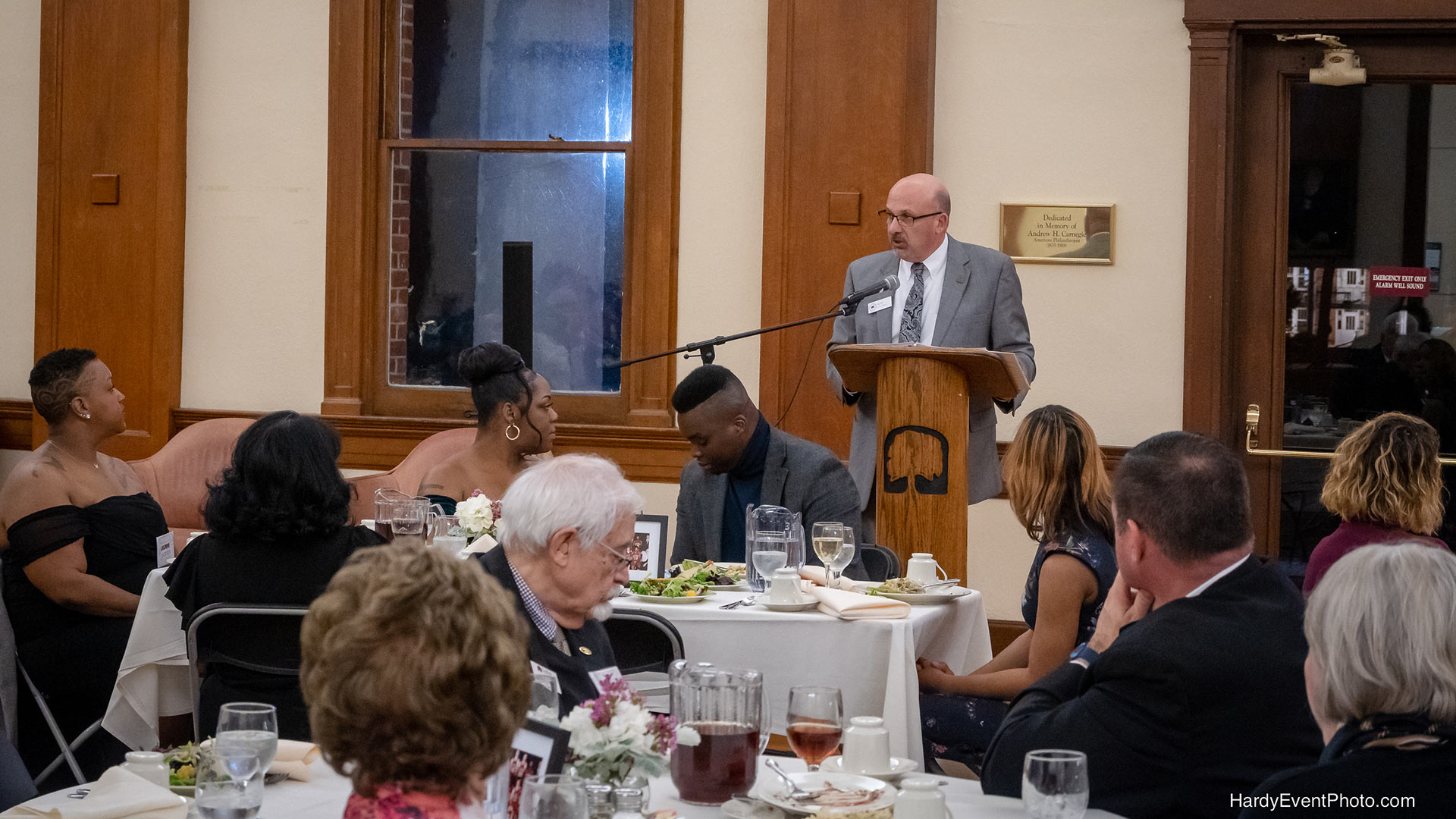 Bill Foti, Athletic Director, addresses the team members, families and friends at a dinner Friday evening.