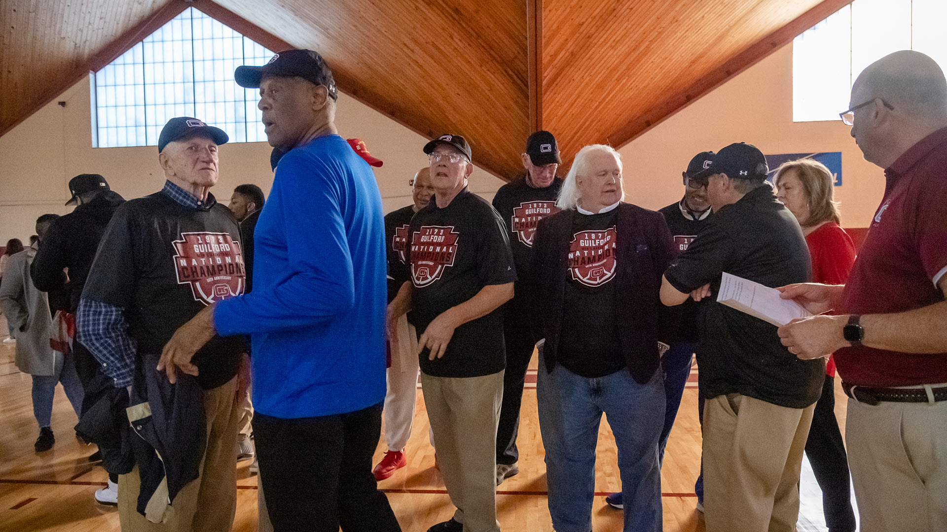 Members of the Championship Team prior to the anniversary celebration.