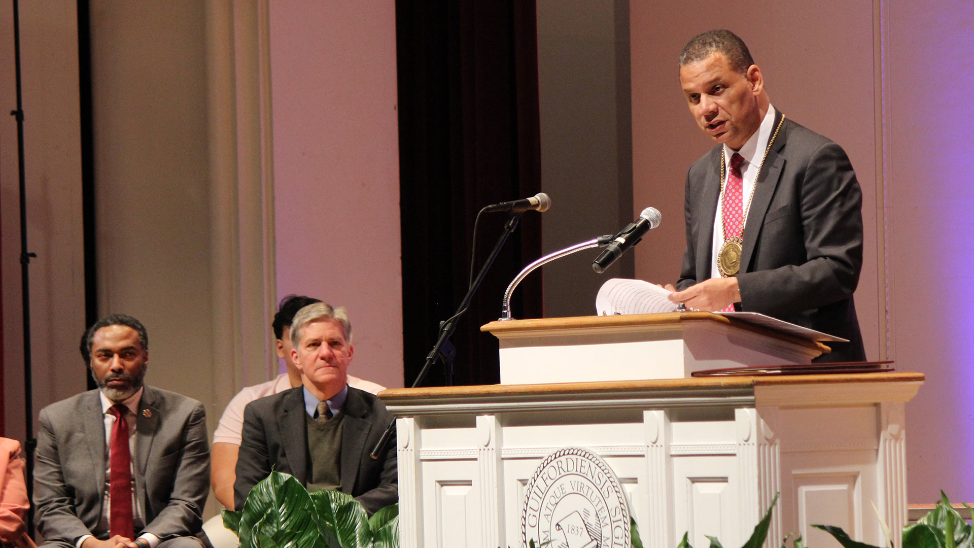 President Kyle Farmbry addresses the gathering.