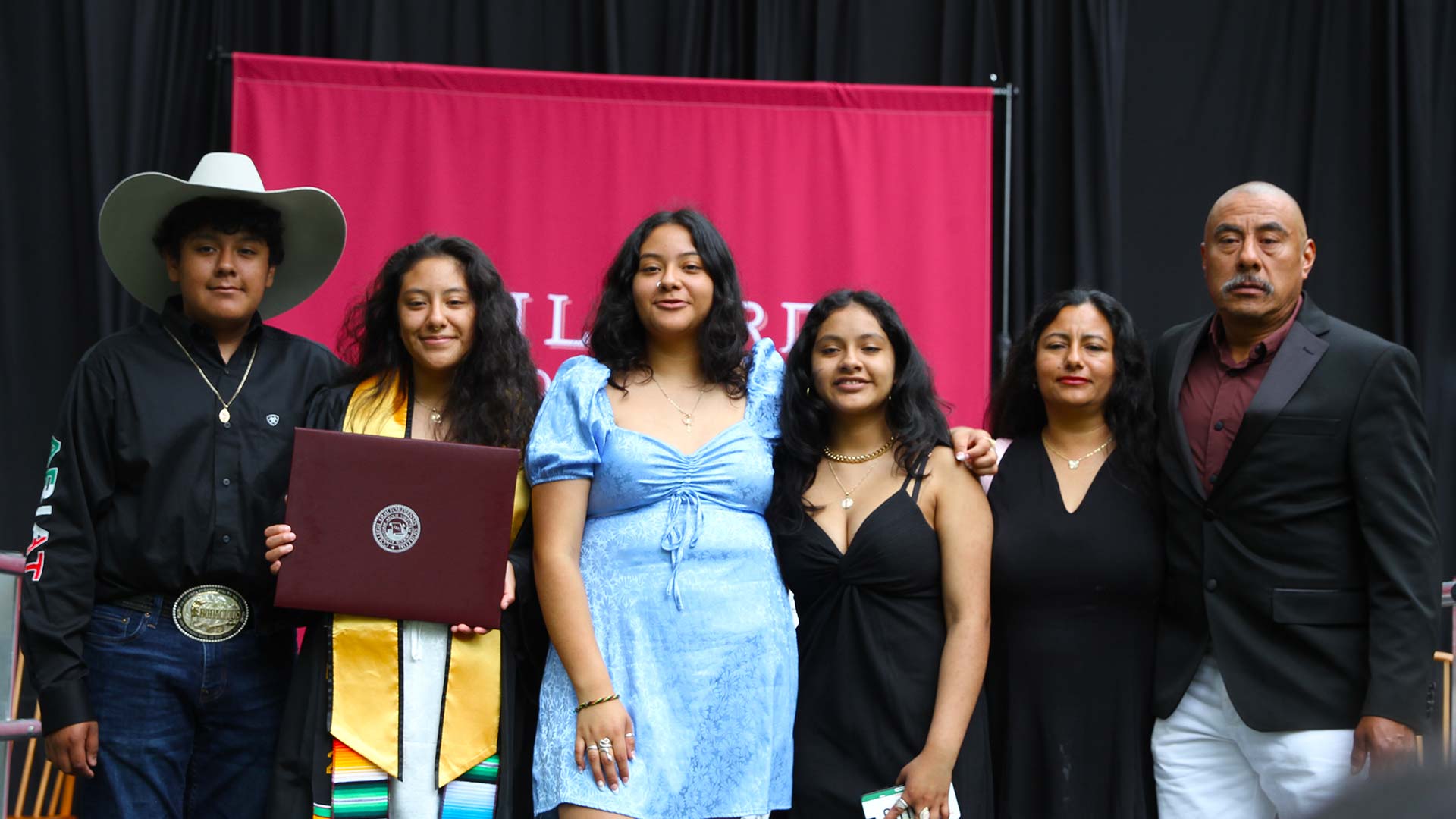 On the stage after the ceremony