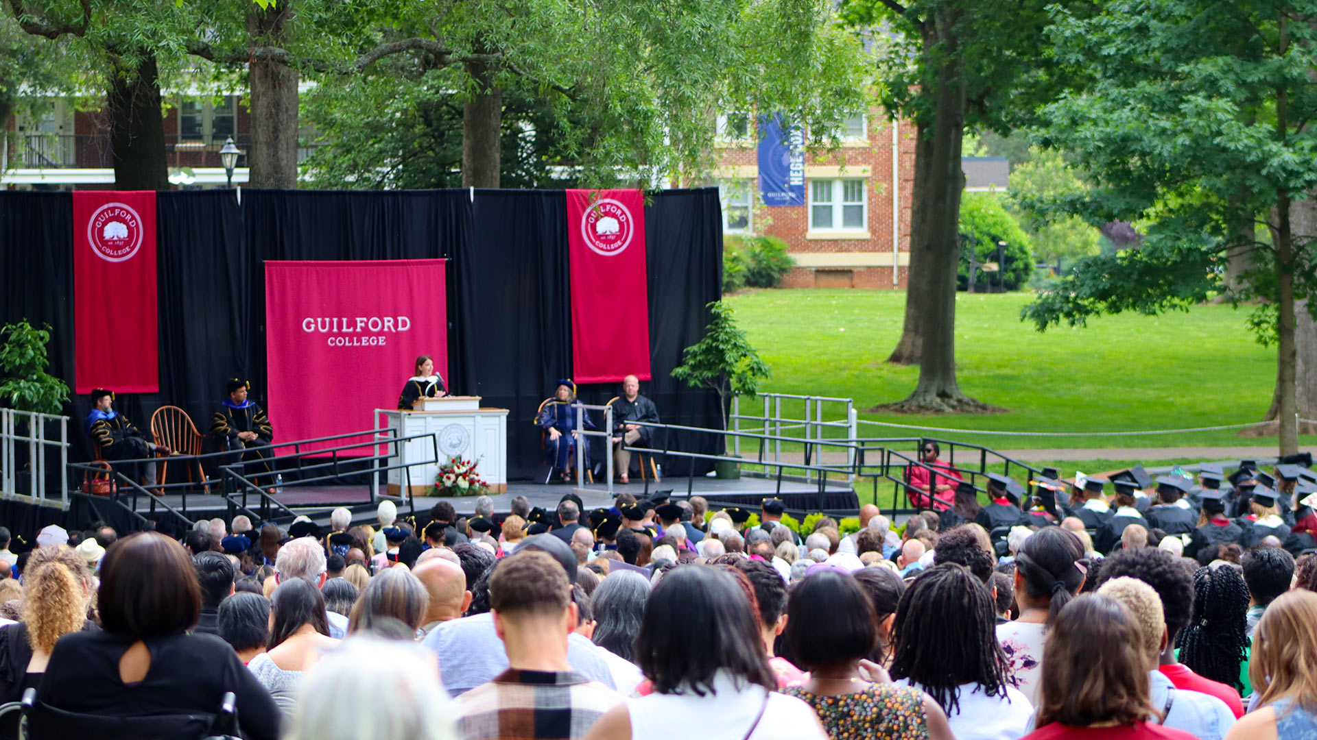 Mandy Cohen addresses a crowd of about 4000 friends, family and graduates.