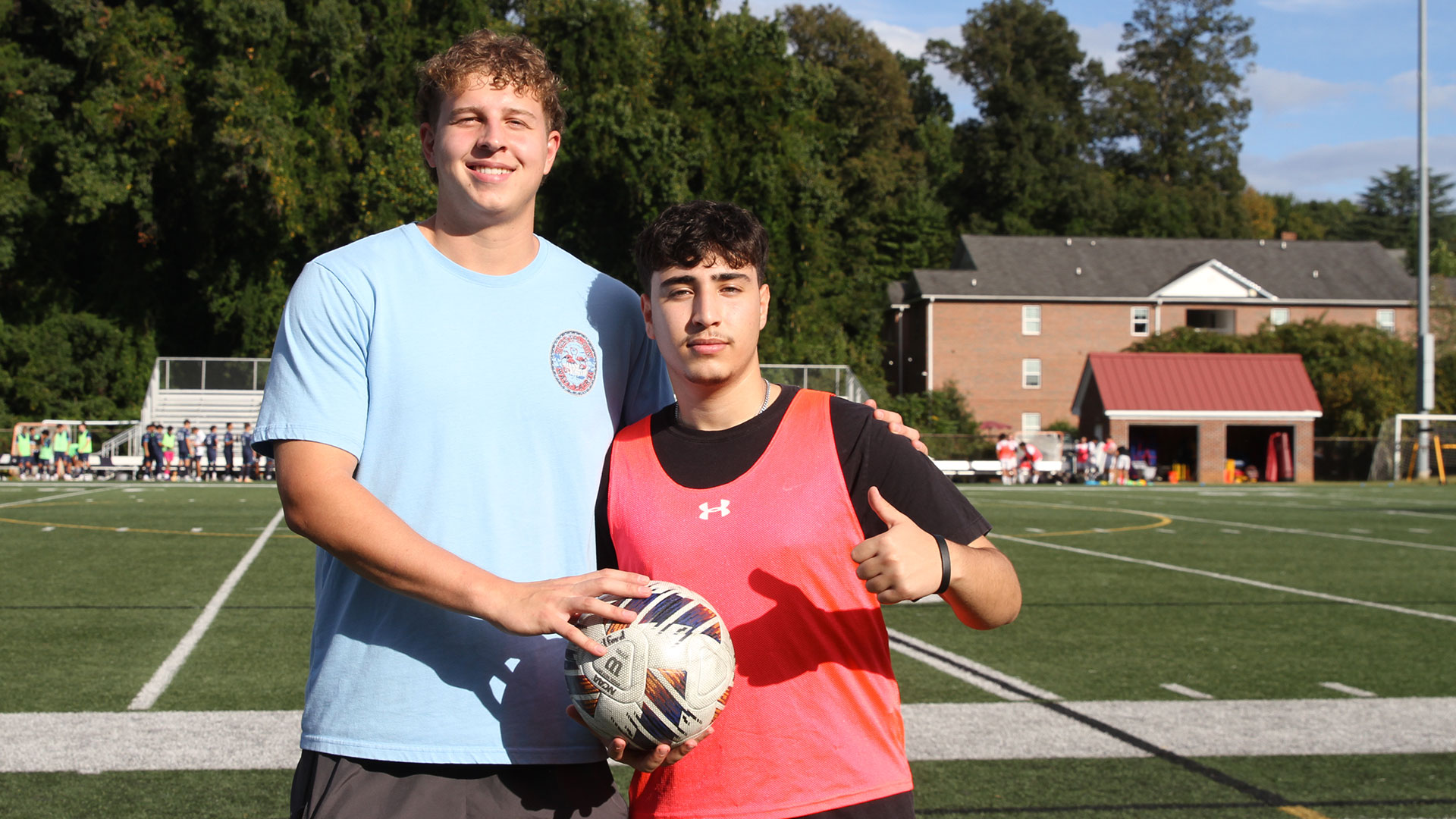 Ryan Jaworski '26 and Nadeem Nasereddin '27 work the men's soccer match.