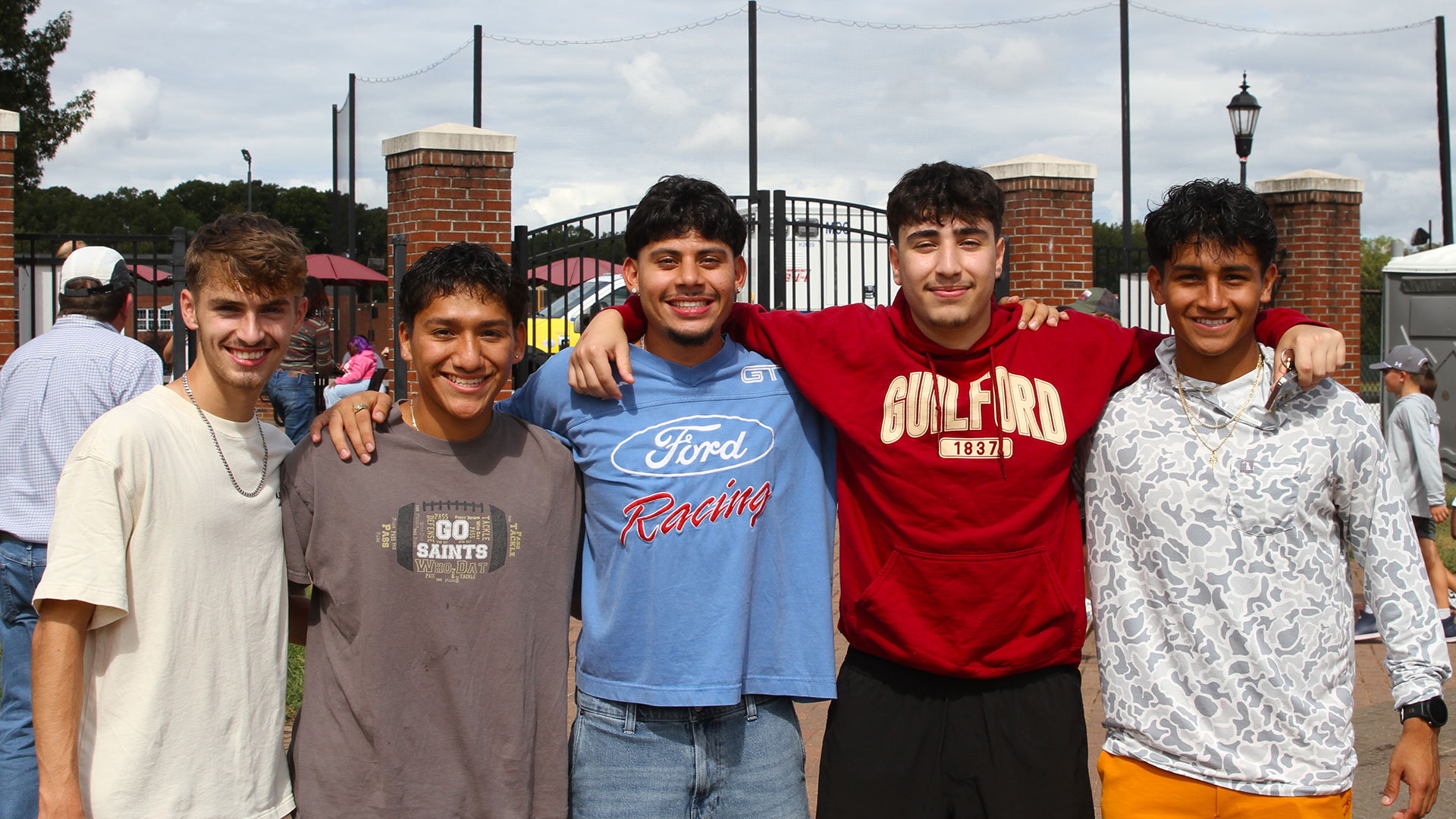 Kody Vogel, Ken Vasquez, Chris Hercules, Nadeem Nasereddin and Jario Medel Penaloza get ready for some football.
