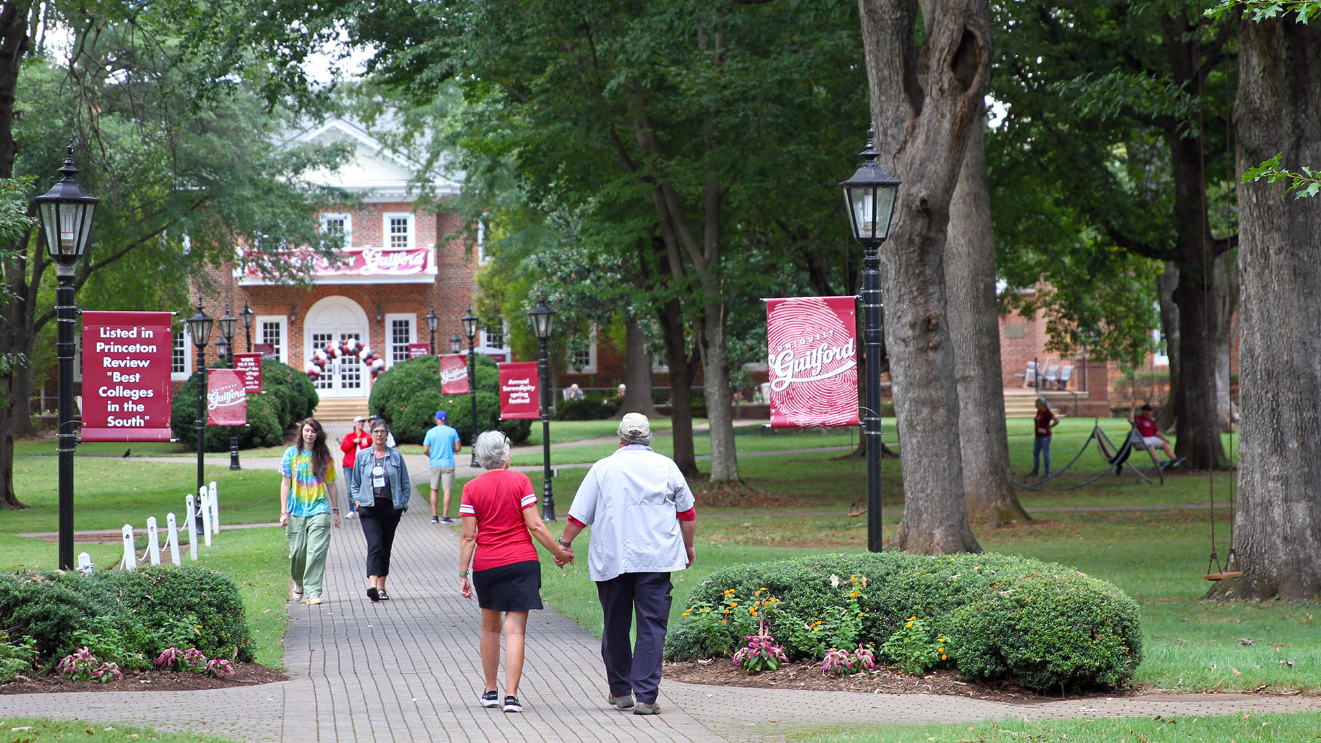 Walking on the Guilford College Quad