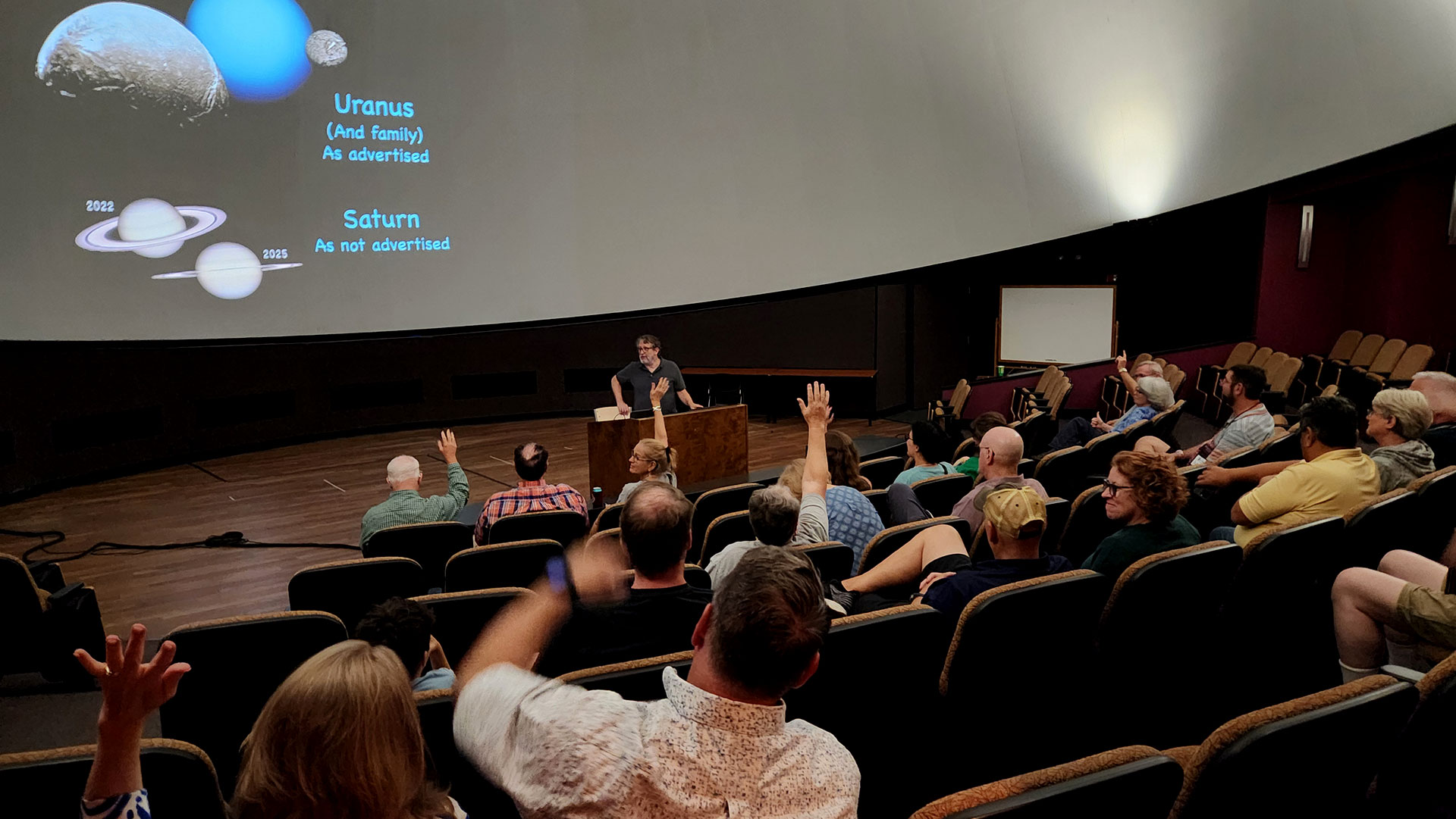 The Physics Department hosted a night in the Joseph M Bryan Jr Planetarium to discuss the planet Uranus.