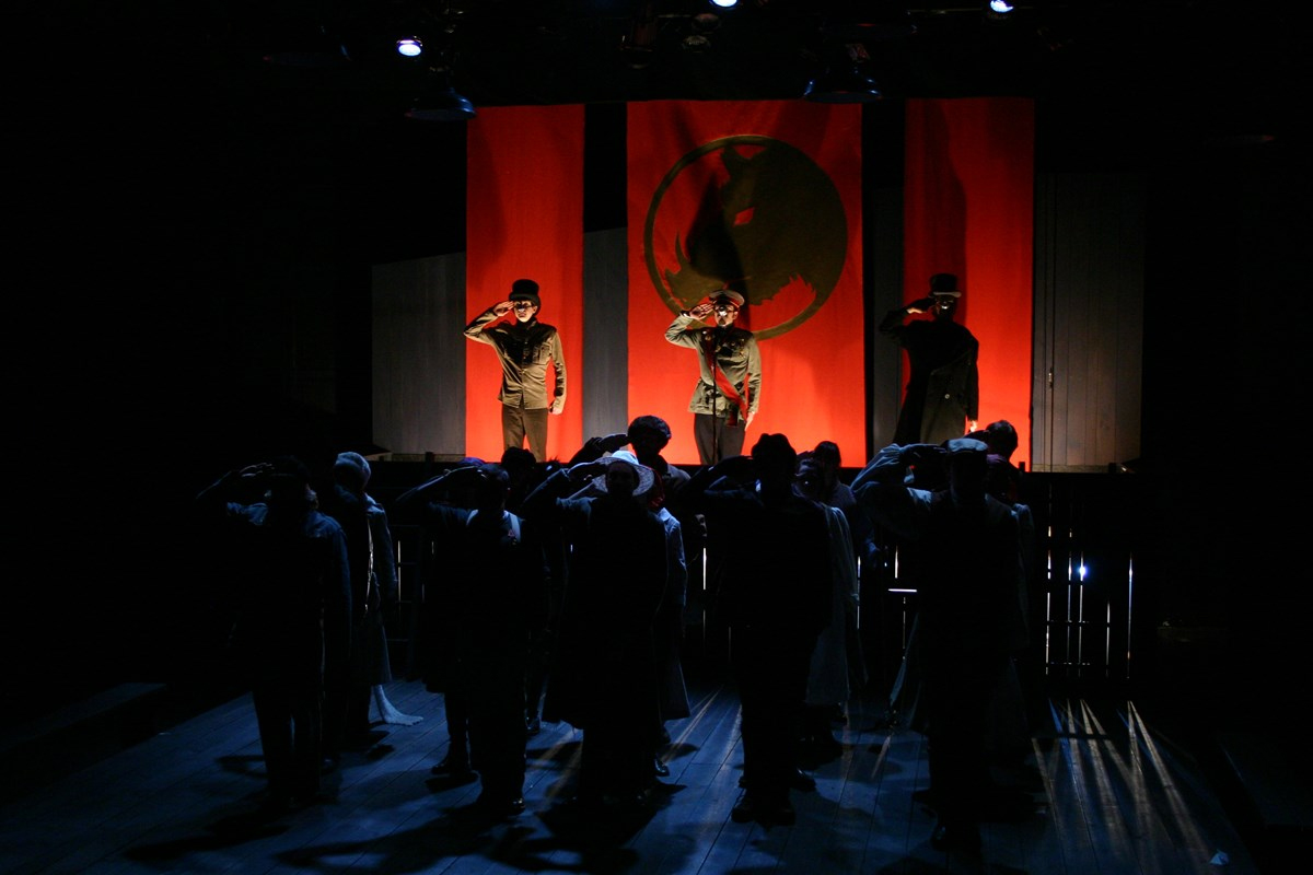 Scene from "Animal Farm" a Guilford College Theatre Production in 2014.