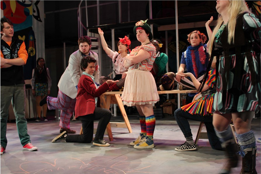 Scene from "Godspell" a Guilford College Theatre Production in 2016.