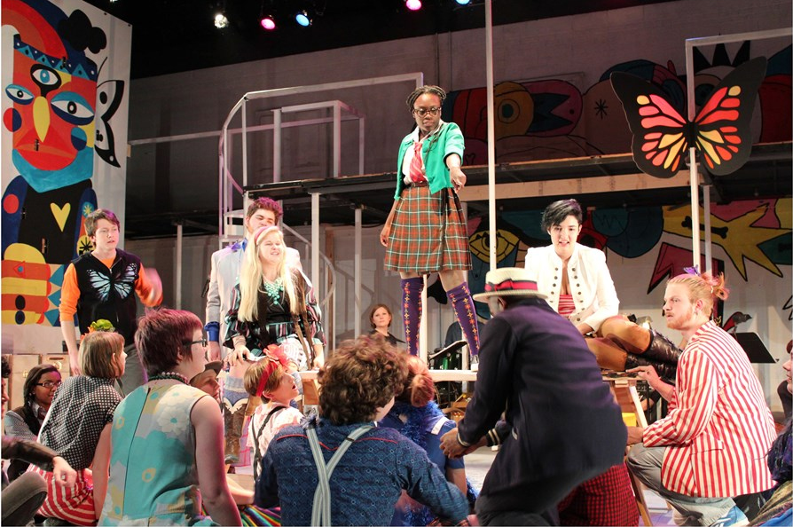 Scene from "Godspell" a Guilford College Theatre Production in 2016.