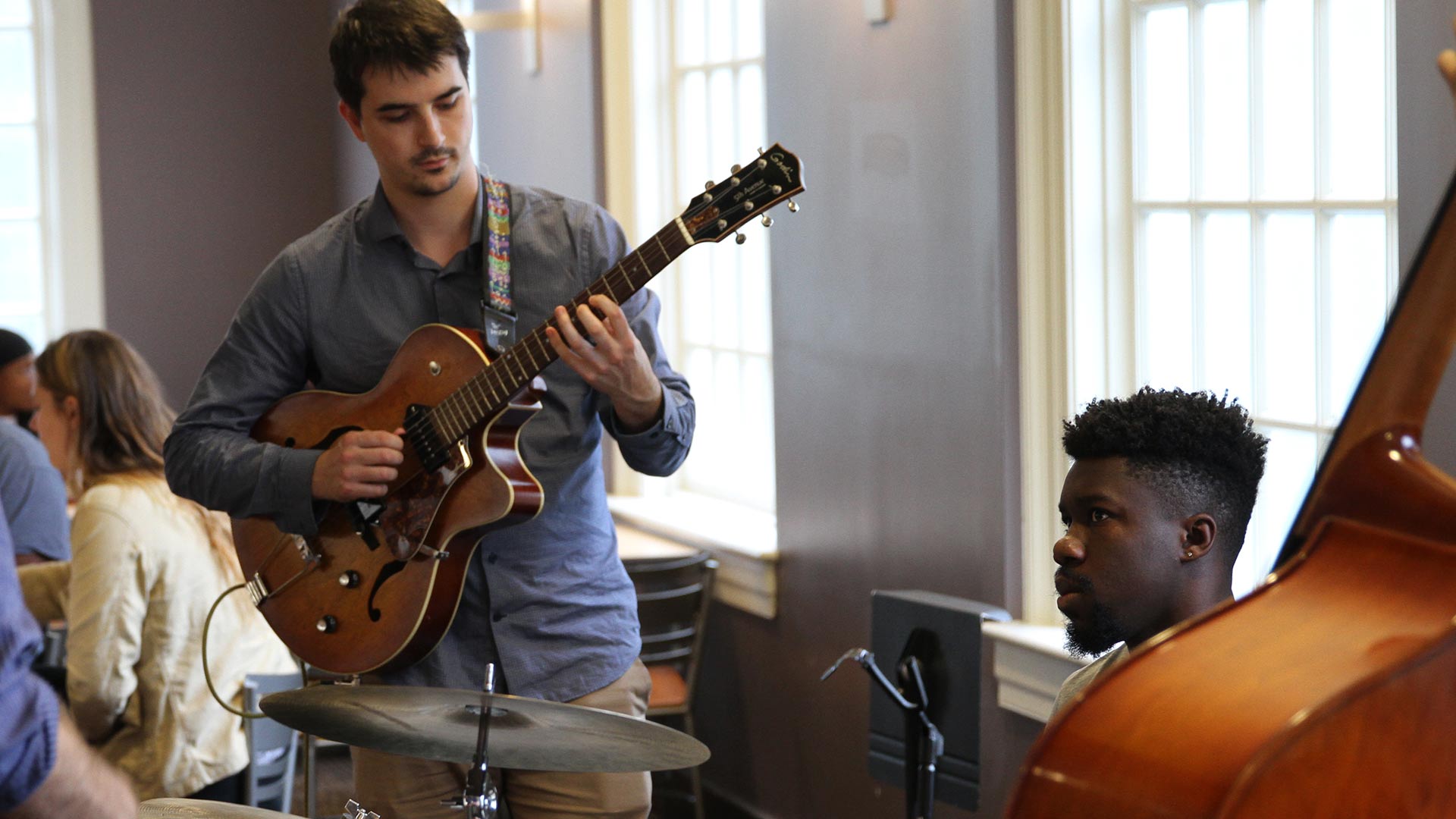 Guilford Music students perform jazz at Meadowfed.