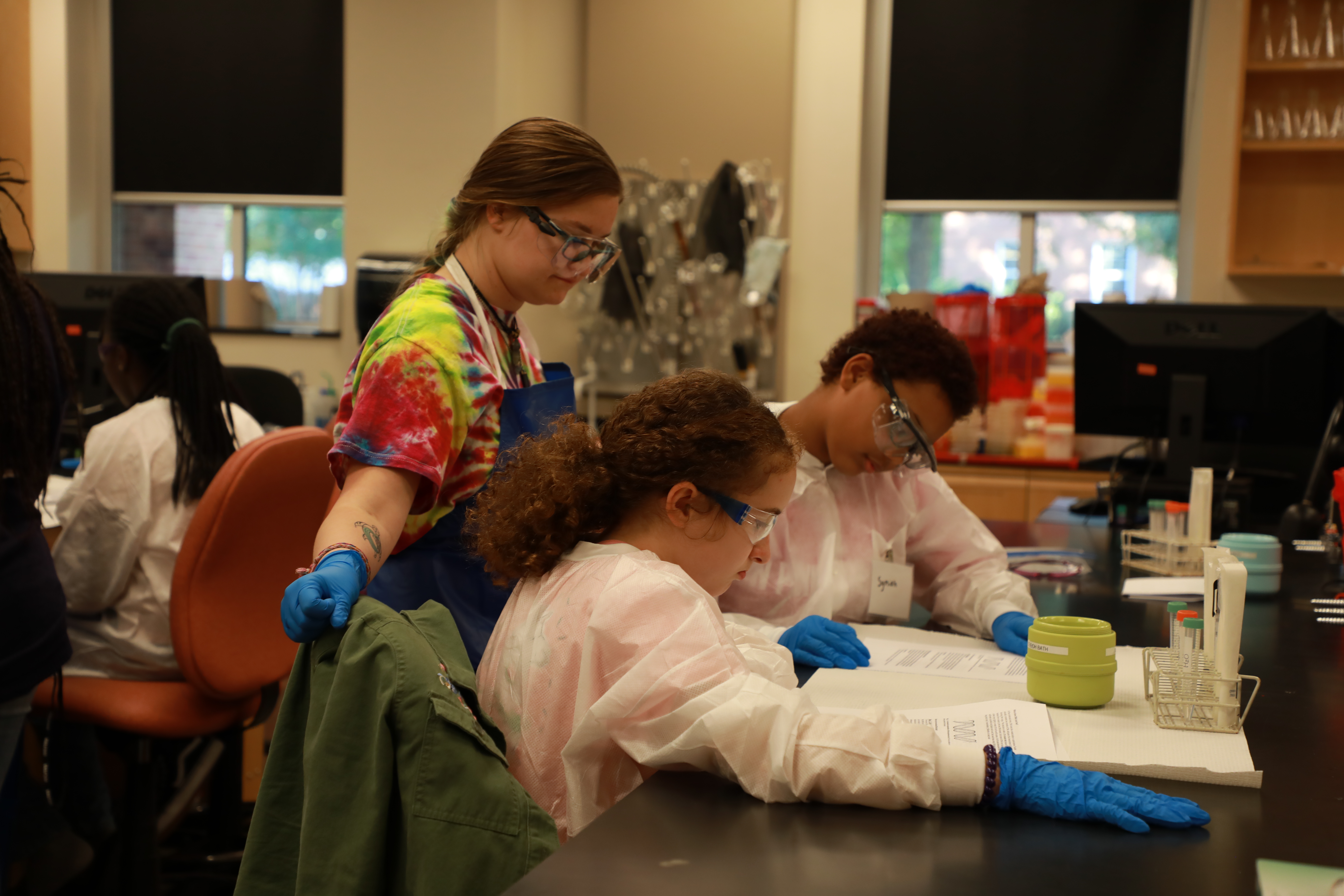 Guilford students work with Western Guilford Middle School students.