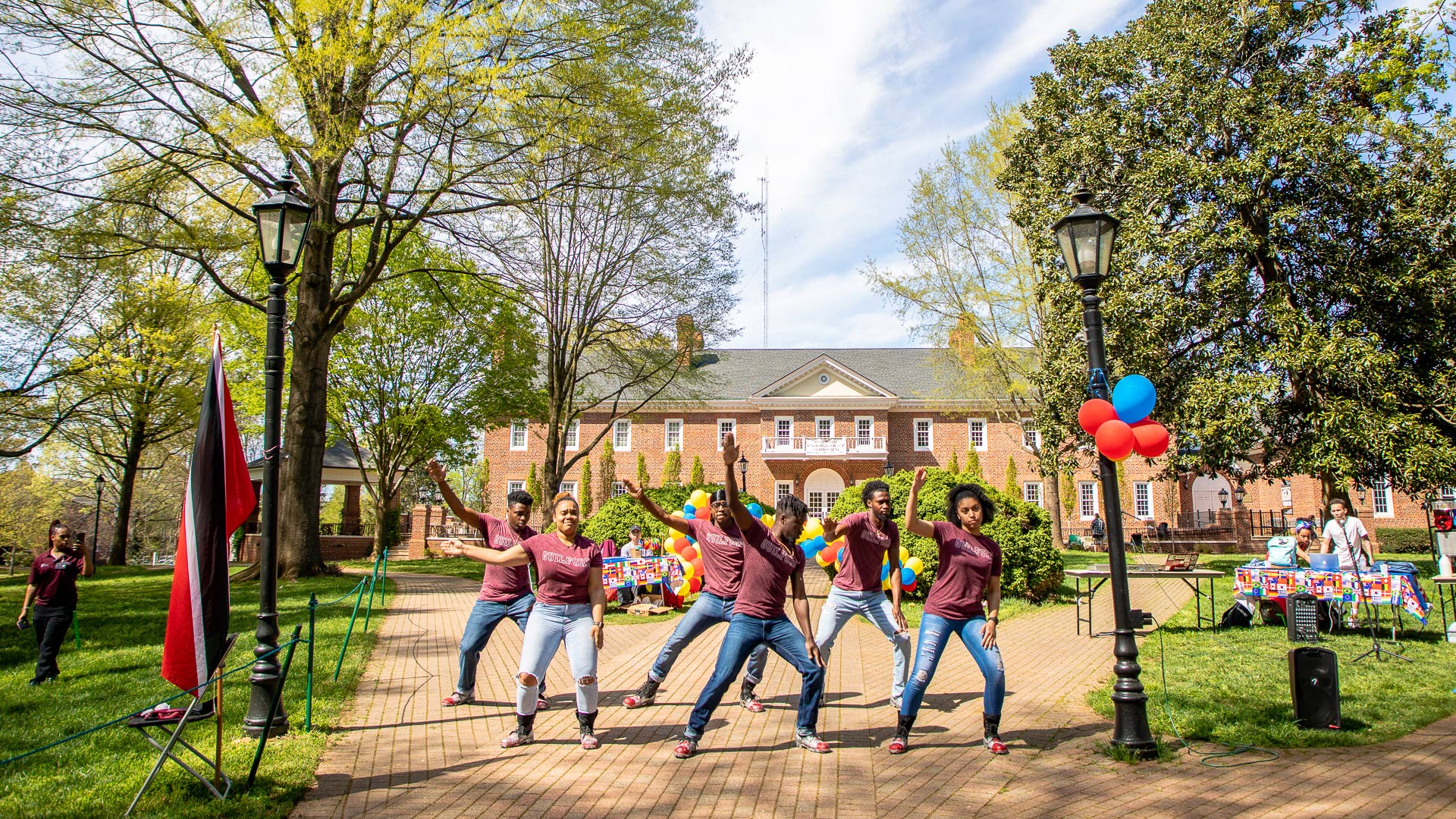 Guilford's CNC Step Team performs at the International Festival on the Quad.