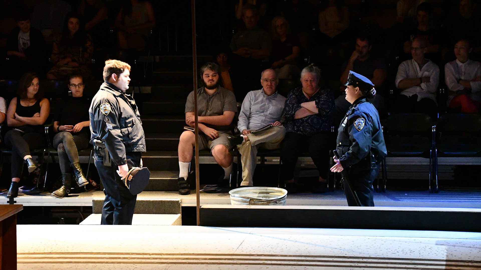 Students perform in a scene from Lobby hero.
