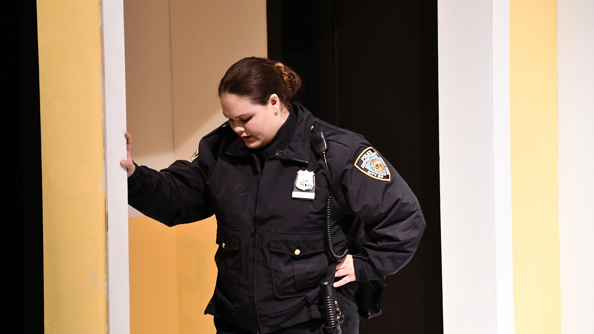 Students perform in a scene from Lobby hero.