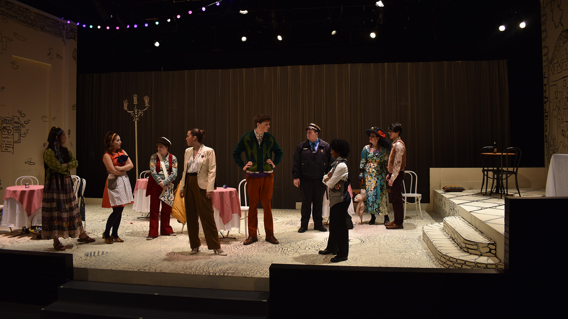 Students perform in the Mad Woman of Chaillot.