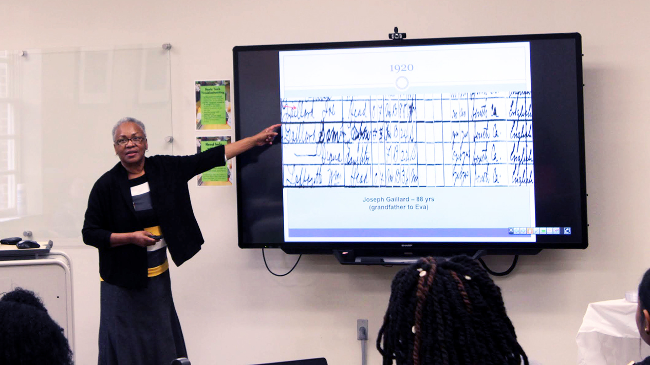 Angenita Boone from the Afro-American Historical and Genealogical Society leads the Black History Month Genealogy Workshop.