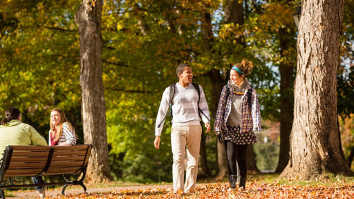 Guilford College Students Walking on Quad