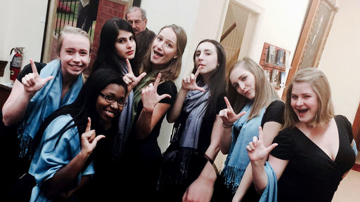 Guilford College Lumina ensemble takes a fun photo.