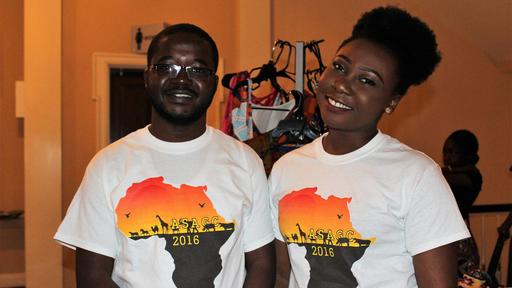Guilford students wear Africana shirts at African Night.