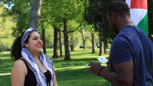 A Guilford student shares about her heritage at the International Festival.