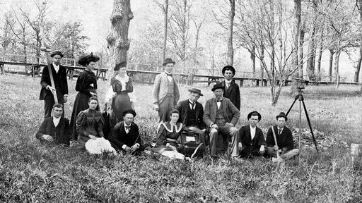 Archive photo of a surveying class.