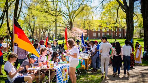 Students attend the 2019 International Festival on the Quad.