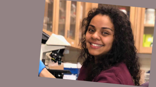 Portrait of Guilford College Adyazbeth Barrientos Solis in a lab