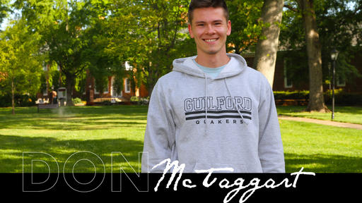 Photo of Don McTaggart '21 standing outdoors on Guilford's campus