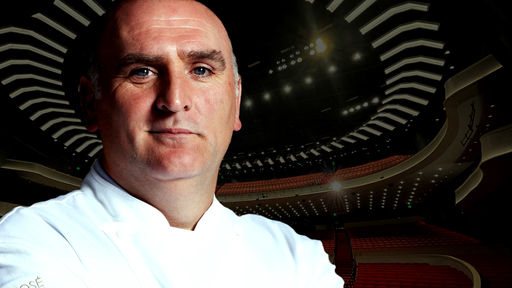 Photo of Jose Andres wearing a white chef's jacket