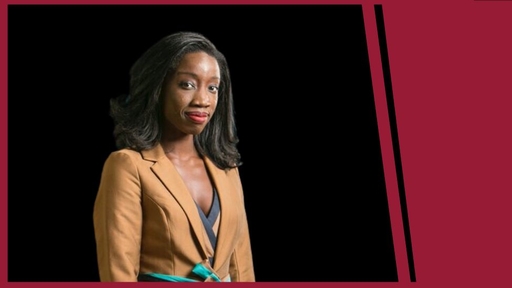 Sally Nuamah in a tan coat