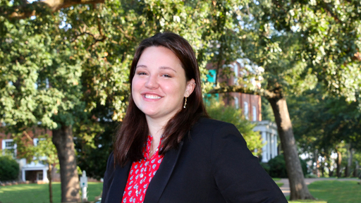 Riley Hall stands in front of Duke Hall on the Guilford COllege Quad