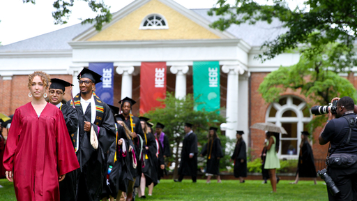 Lead Student Marshal Maeve Dunkerley '27 heads the procession