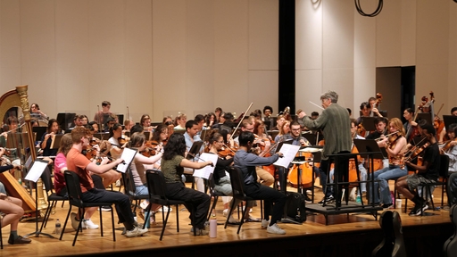 EFM student orchestra in Dana Auditorium.