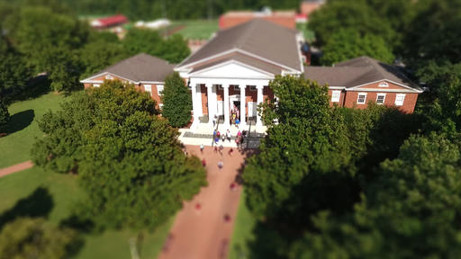 drone image of Dana Auditorium