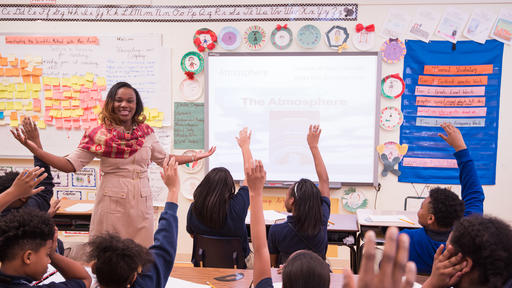 Rosalind Fleming Akpaidem teaches in her classroom in Maryland.