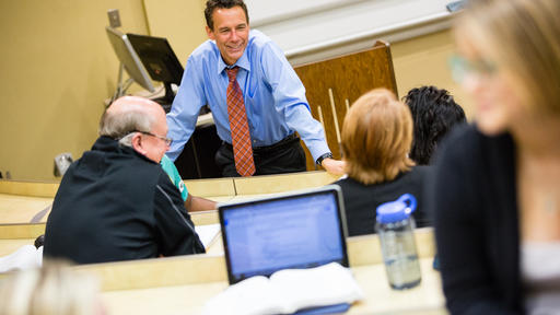 Professor Ken Gilmore leads a political science class discussion.