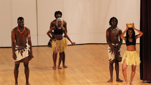 Students celebrate African cultures through performance and dress at African Night. 