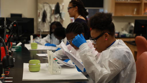 Guilford College students mentor students from Western Guilford Middle School interested in the sciences. 