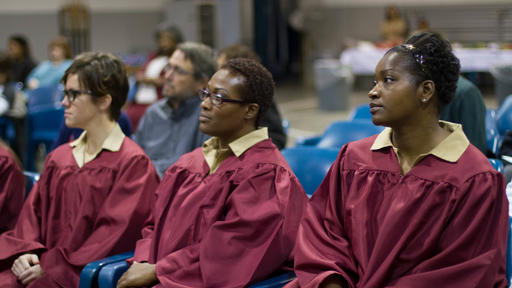 Students graduate from the Guilford College Wiser Justice prison program.