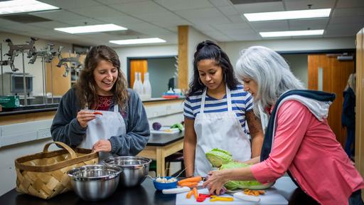 Students try new recipes in a Sustainable Food Systems class with Professor Marlene McCauley.