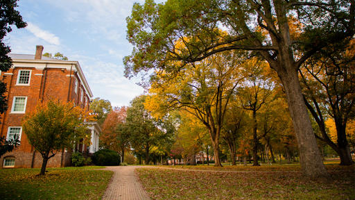 Photo of the Guilford College Quad in the fall.